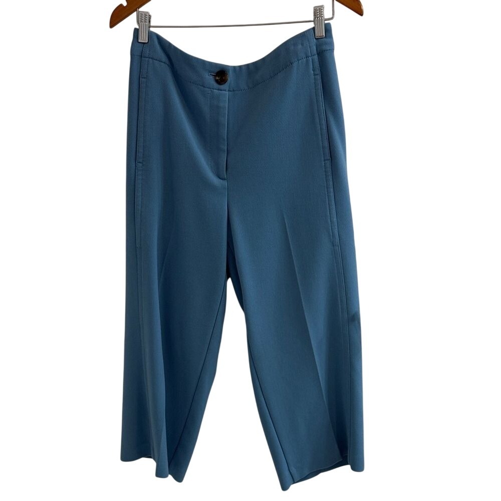Ann Taylor Blue Wide Leg Crop Pants Trousers Office Career RN77379